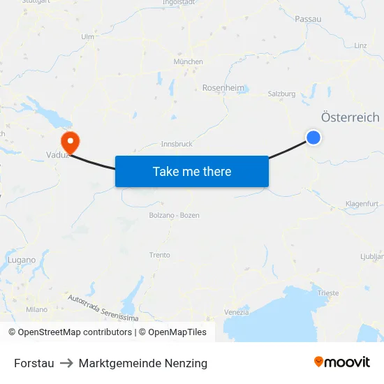 Forstau to Marktgemeinde Nenzing map