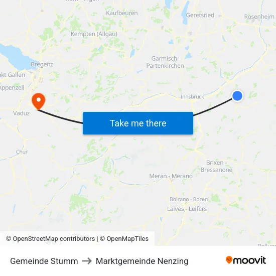 Gemeinde Stumm to Marktgemeinde Nenzing map