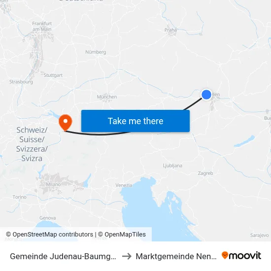 Gemeinde Judenau-Baumgarten to Marktgemeinde Nenzing map