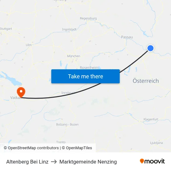 Altenberg Bei Linz to Marktgemeinde Nenzing map