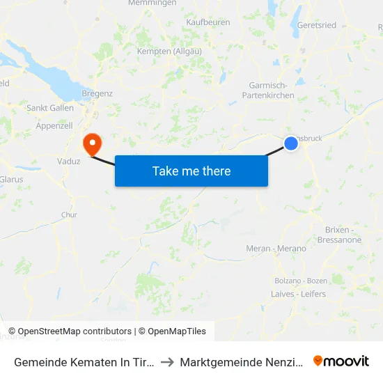 Gemeinde Kematen In Tirol to Marktgemeinde Nenzing map