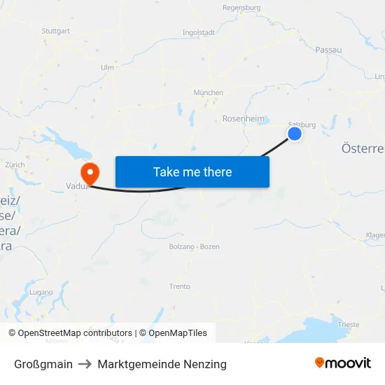 Großgmain to Marktgemeinde Nenzing map