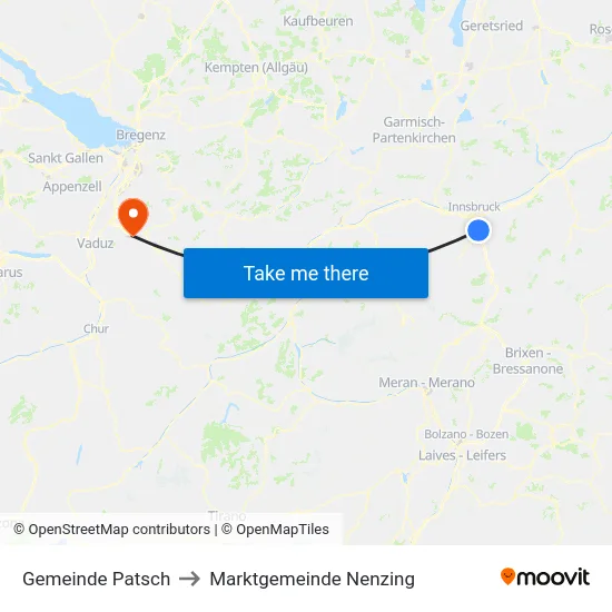 Gemeinde Patsch to Marktgemeinde Nenzing map