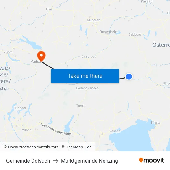 Gemeinde Dölsach to Marktgemeinde Nenzing map
