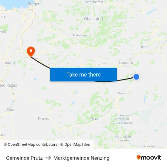 Gemeinde Prutz to Marktgemeinde Nenzing map