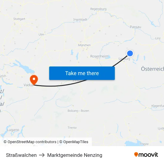 Straßwalchen to Marktgemeinde Nenzing map