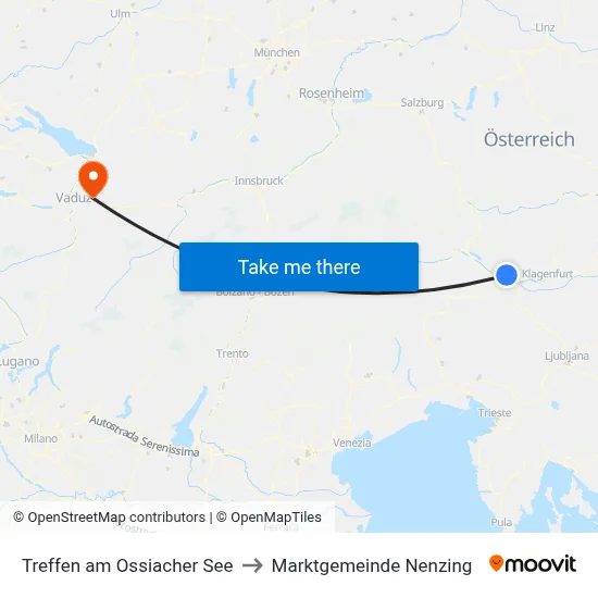 Treffen am Ossiacher See to Marktgemeinde Nenzing map