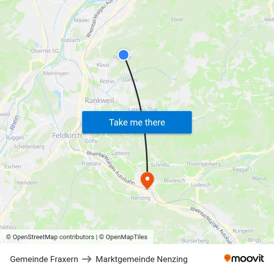 Gemeinde Fraxern to Marktgemeinde Nenzing map