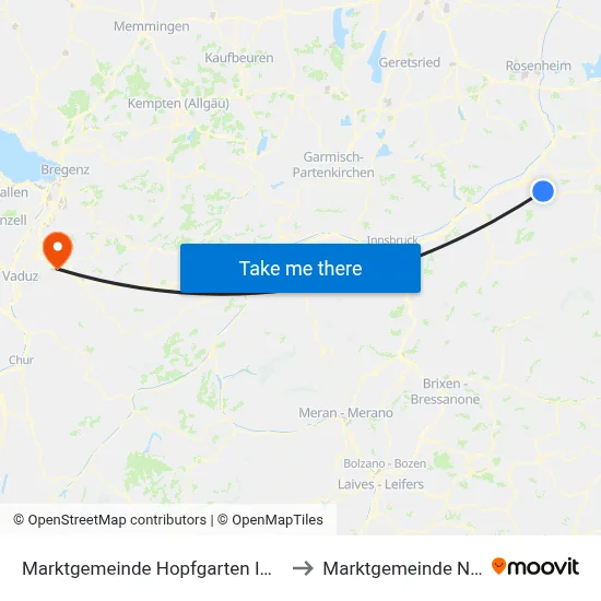 Marktgemeinde Hopfgarten Im Brixental to Marktgemeinde Nenzing map