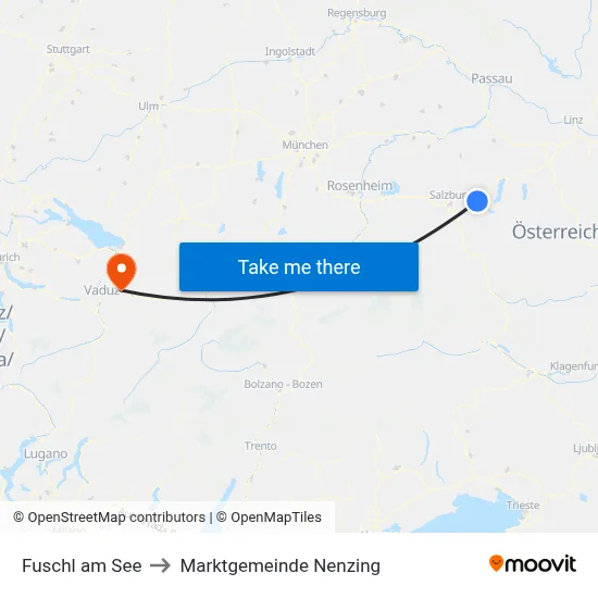 Fuschl am See to Marktgemeinde Nenzing map