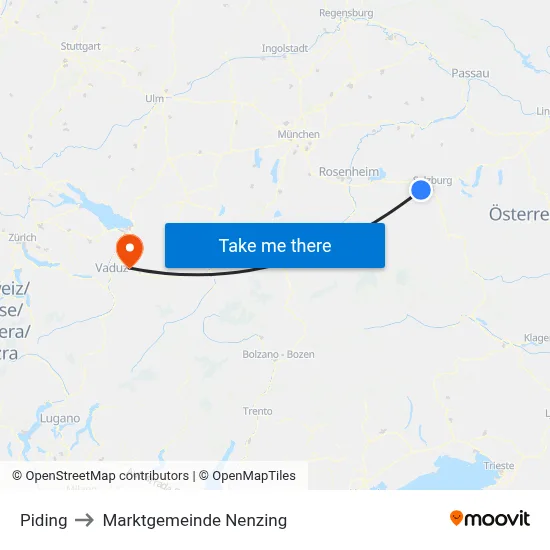Piding to Marktgemeinde Nenzing map
