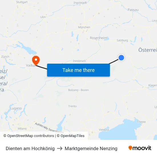 Dienten am Hochkönig to Marktgemeinde Nenzing map
