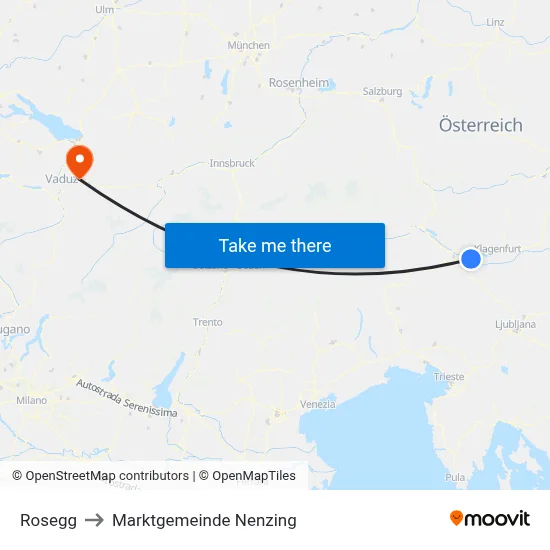 Rosegg to Marktgemeinde Nenzing map
