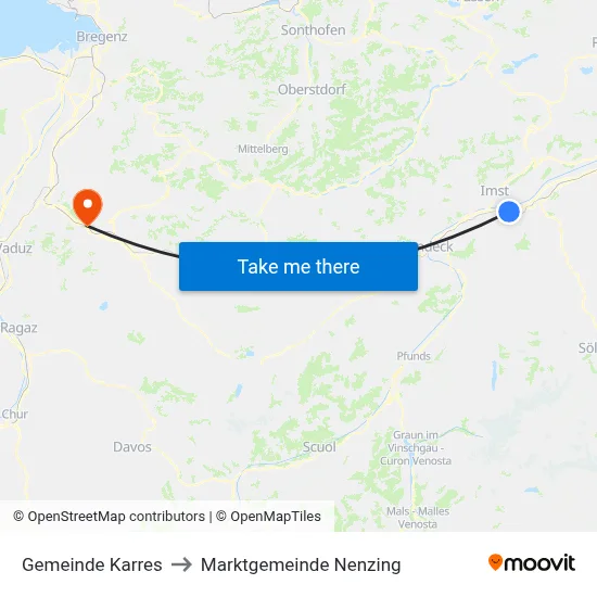 Gemeinde Karres to Marktgemeinde Nenzing map