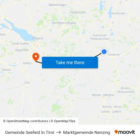 Gemeinde Seefeld In Tirol to Marktgemeinde Nenzing map