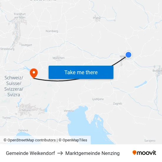Gemeinde Weikendorf to Marktgemeinde Nenzing map