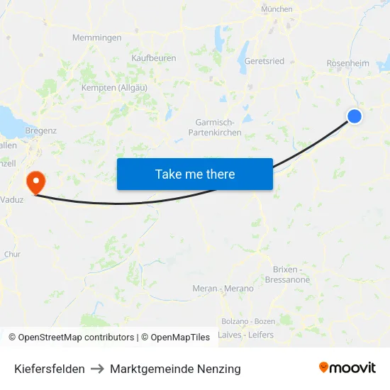 Kiefersfelden to Marktgemeinde Nenzing map