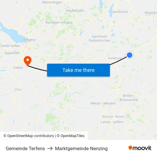 Gemeinde Terfens to Marktgemeinde Nenzing map
