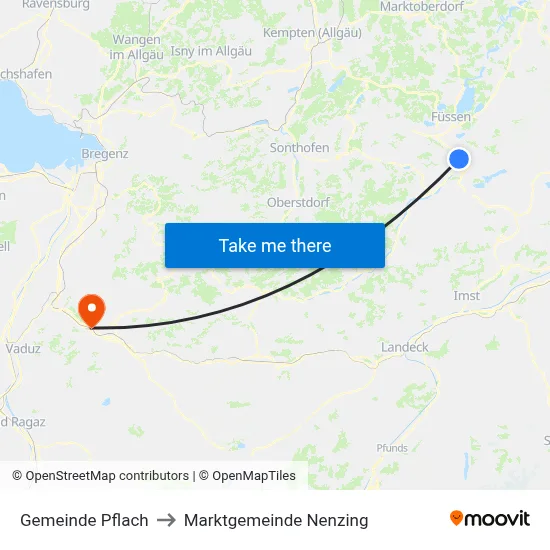 Gemeinde Pflach to Marktgemeinde Nenzing map