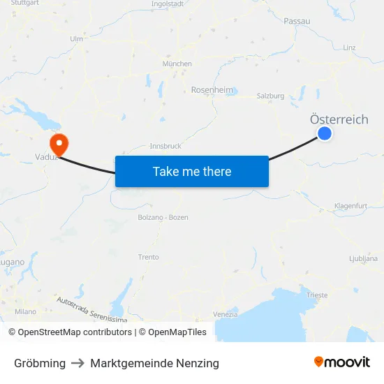 Gröbming to Marktgemeinde Nenzing map