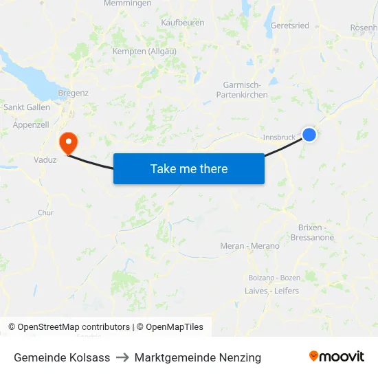 Gemeinde Kolsass to Marktgemeinde Nenzing map