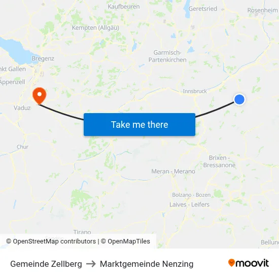 Gemeinde Zellberg to Marktgemeinde Nenzing map