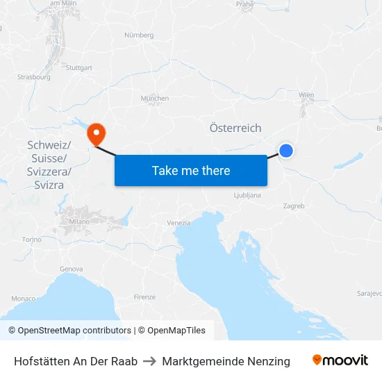 Hofstätten An Der Raab to Marktgemeinde Nenzing map
