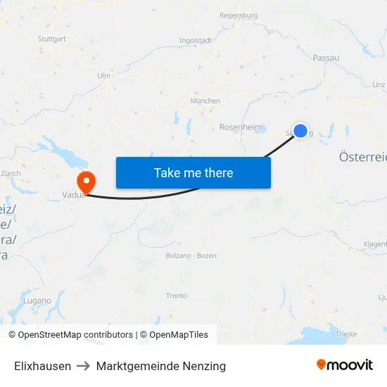 Elixhausen to Marktgemeinde Nenzing map