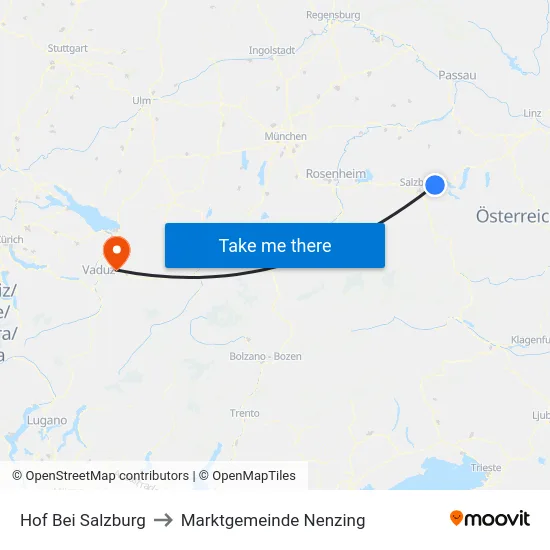 Hof Bei Salzburg to Marktgemeinde Nenzing map