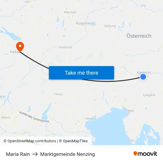 Maria Rain to Marktgemeinde Nenzing map