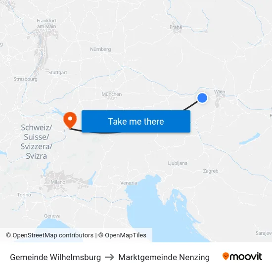 Gemeinde Wilhelmsburg to Marktgemeinde Nenzing map