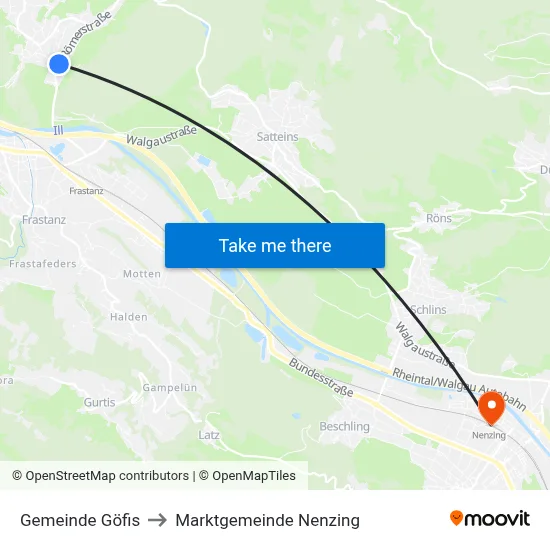 Gemeinde Göfis to Marktgemeinde Nenzing map