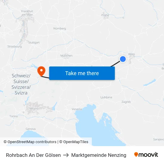 Rohrbach An Der Gölsen to Marktgemeinde Nenzing map