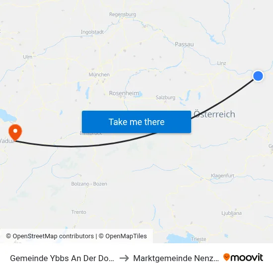 Gemeinde Ybbs An Der Donau to Marktgemeinde Nenzing map
