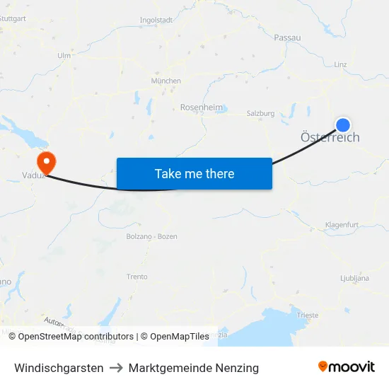 Windischgarsten to Marktgemeinde Nenzing map