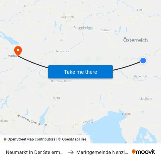 Neumarkt In Der Steiermark to Marktgemeinde Nenzing map
