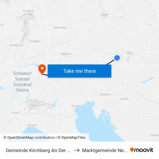 Gemeinde Kirchberg An Der Pielach to Marktgemeinde Nenzing map