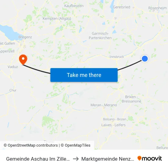 Gemeinde Aschau Im Zillertal to Marktgemeinde Nenzing map