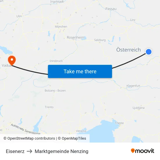 Eisenerz to Marktgemeinde Nenzing map