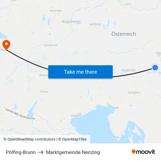 Pölfing-Brunn to Marktgemeinde Nenzing map