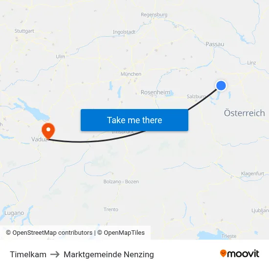 Timelkam to Marktgemeinde Nenzing map
