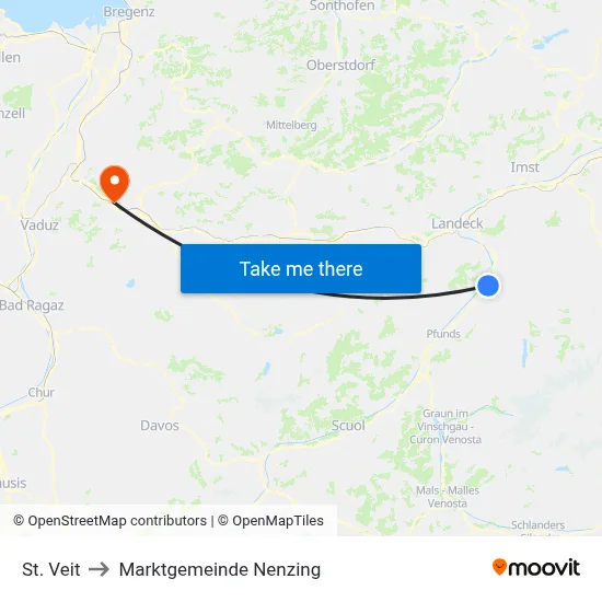 St. Veit to Marktgemeinde Nenzing map