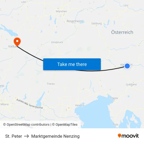 St. Peter to Marktgemeinde Nenzing map