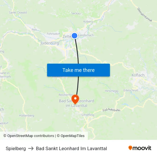 Spielberg to Bad Sankt Leonhard Im Lavanttal map