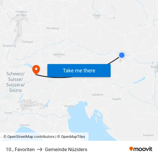 10., Favoriten to Gemeinde Nüziders map