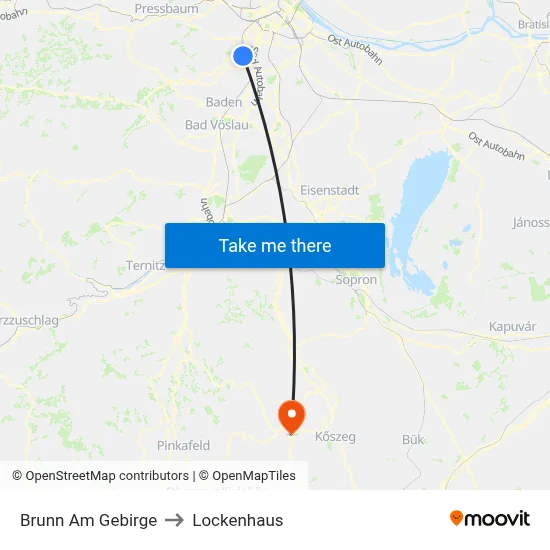 Brunn Am Gebirge to Lockenhaus map