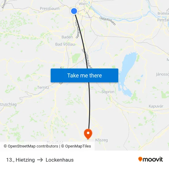 13., Hietzing to Lockenhaus map