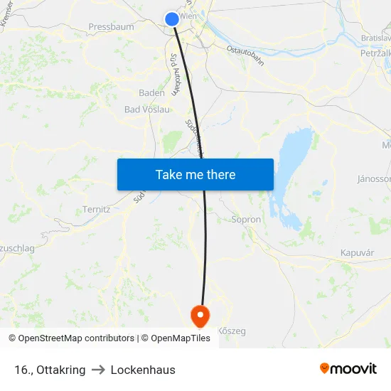 16., Ottakring to Lockenhaus map