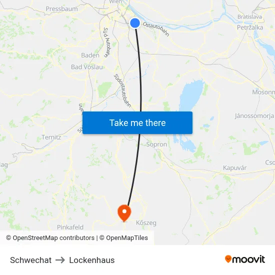Schwechat to Lockenhaus map