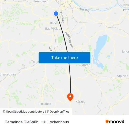 Gemeinde Gießhübl to Lockenhaus map